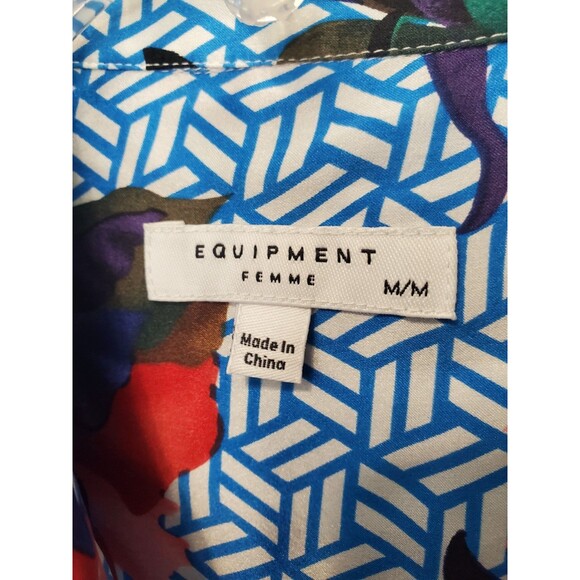 Equipment Femme Silk Mixed Pattern Long Sleeve Button-Up Shirt Size Medium NWT - Picture 3 of 6